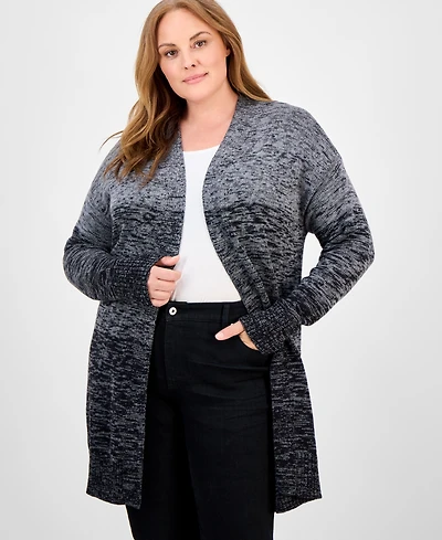 Style & Co Plus Turbo Long Open-Front Cardigan Sweater, Macy's Exclusive