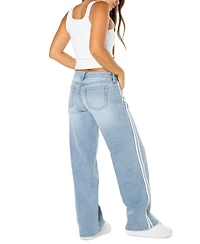 Celebrity Pink Juniors' Varsity Stripe Slouchy Straight-Leg Jeans