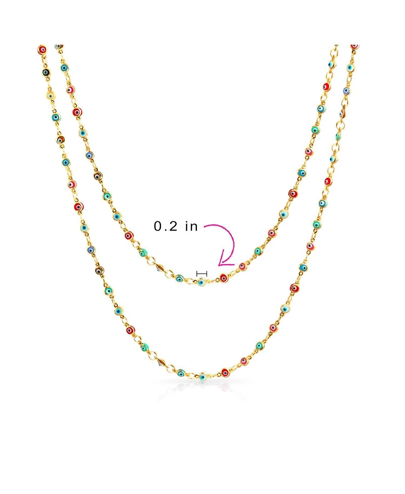 Bling Jewelry Delicate Multi-Color Strand Necklace Evil Eye 14K Gold Plated Sterling Silver