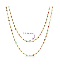 Bling Jewelry Delicate Multi-Color Strand Necklace Evil Eye 14K Gold Plated Sterling Silver