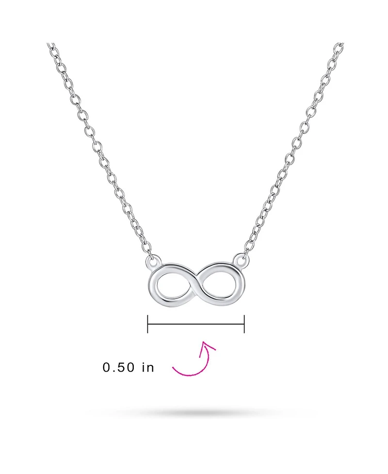 Bling Jewelry Delicate Minimalist Romantic Eternity Figure Eight Symbol Love Knot Sideways Infinity Pendant Necklace Gold Plated .925 Sterling Silver