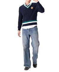 Members Only Men's Cotton Cable Knit Cricket Sweater