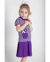 Florence Eiseman Toddler Girls Stripe Knit Pleated Dress With Flowers