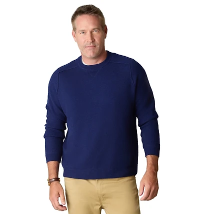 LuxLined Men's Itch-Free Merino Wool Crewneck Sweater with Soft Inner Lining