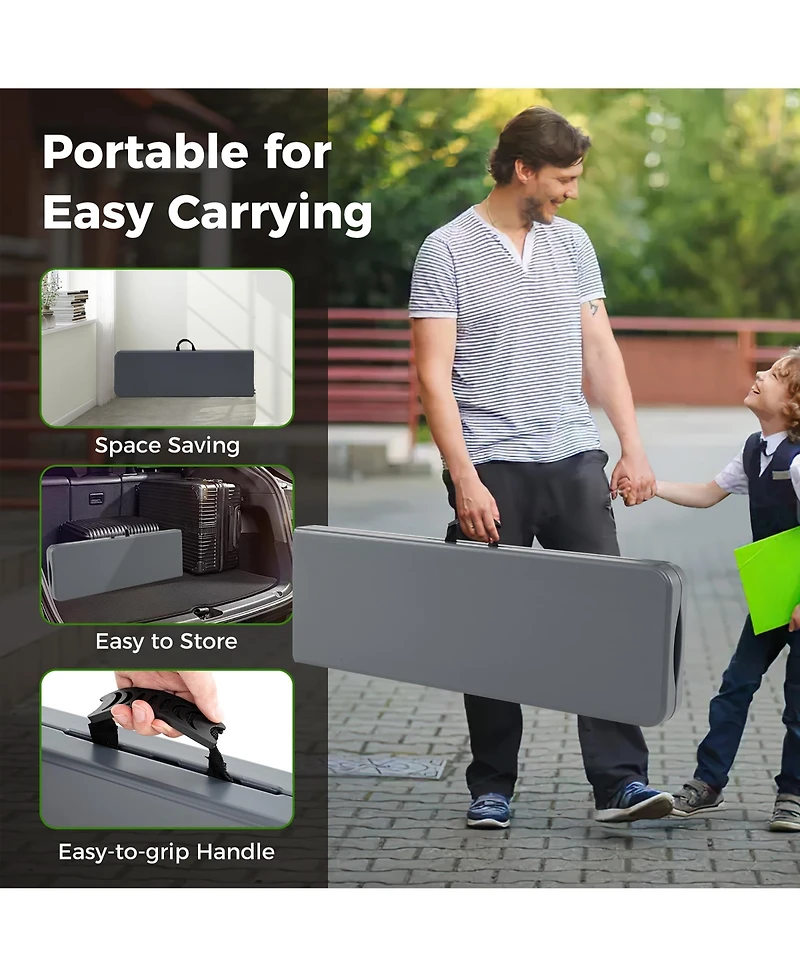 Gymax 2PCS 6 ft Plastic Folding Bench w/ 1320 Lbs Capacity Handle & Lock For Outdoor