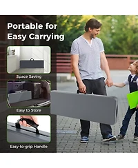Gymax 2PCS 6 ft Plastic Folding Bench w/ 1320 Lbs Capacity Handle & Lock For Outdoor