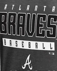 Fanatics Mto Label Women's Ash Atlanta Braves Charcoal Stack V-Neck T-Shirt