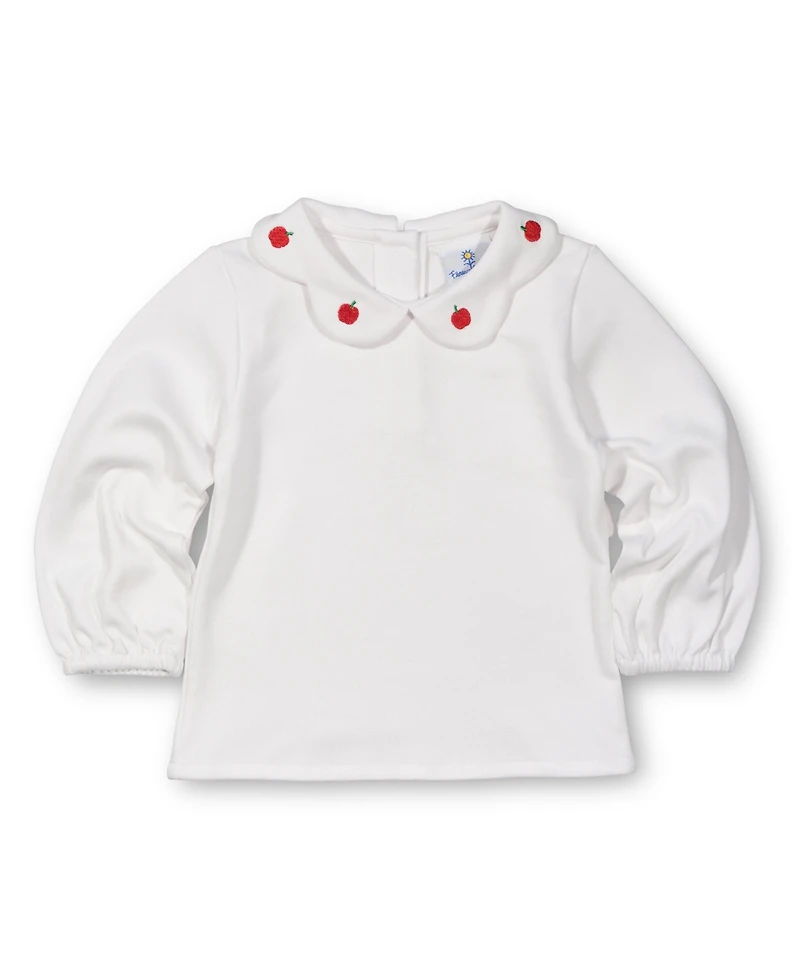 Florence Eiseman Toddler Girls White Knit Blouse With Embroidered Apples