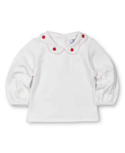 Florence Eiseman Toddler Girls White Knit Blouse With Embroidered Apples