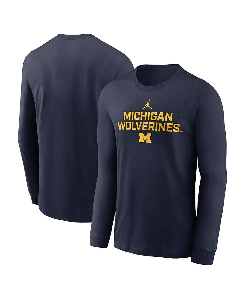 Jordan Men's Navy Michigan Wolverines 2025 Sideline Performance Long Sleeve T-Shirt