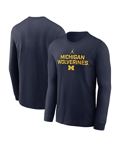Jordan Men's Navy Michigan Wolverines 2025 Sideline Performance Long Sleeve T-Shirt