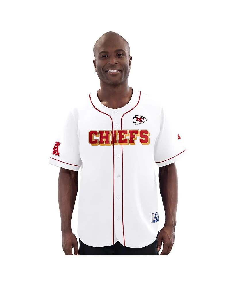 Starter Men's White Kansas City Chiefs Relay Full-Button Baseball Jersey