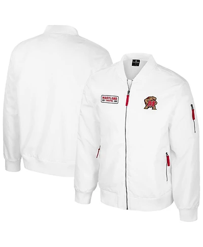 Colosseum Men's Maryland Terrapins White Rabbit Full-Zip Bomber Jacket