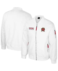 Colosseum Men's Maryland Terrapins White Rabbit Full-Zip Bomber Jacket