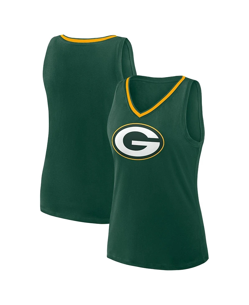 Logo Athletic Women's Green Bay Packers Stellar Win V-Neck Tank Top