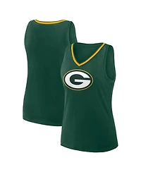 Logo Athletic Women's Green Bay Packers Stellar Win V-Neck Tank Top