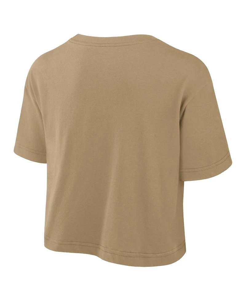 Nike Women's Tan Lsu Tigers Power Pursuit Athletic Prep Arch Performance Cropped T-Shirt