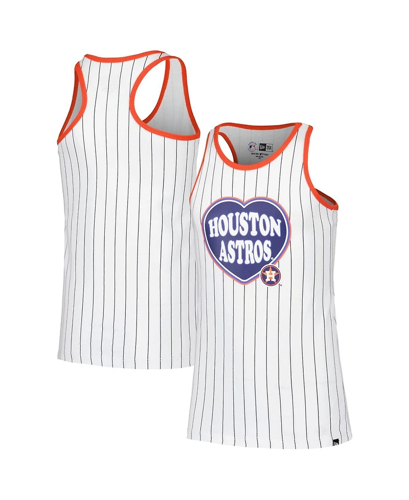 New Era Big Girls White Houston Astros Pinstripe Tank Top