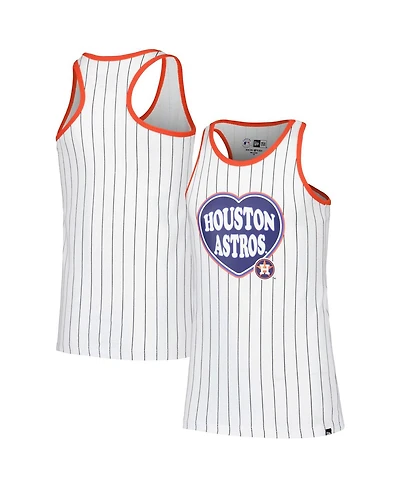 New Era Big Girls White Houston Astros Pinstripe Tank Top