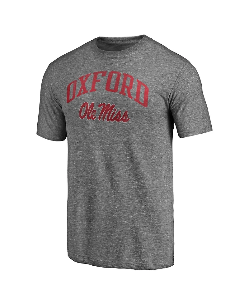 Fanatics Mto Label Men's Heather Gray Ole Miss Rebels Arched City Tri-Blend T-Shirt