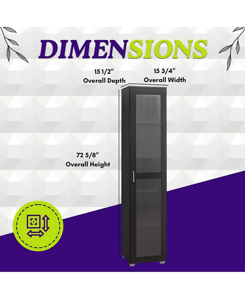 Kings Brand Furniture Romero Tall Curio Storage Cabinet - Bookshelf Perfect for Living Room, Kitchen, Bedroom & Office