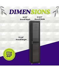 Kings Brand Furniture Romero Tall Curio Storage Cabinet - Bookshelf Perfect for Living Room, Kitchen, Bedroom & Office