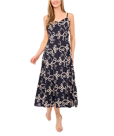 CeCe Women's Maxi A-Line Embroidered Dress