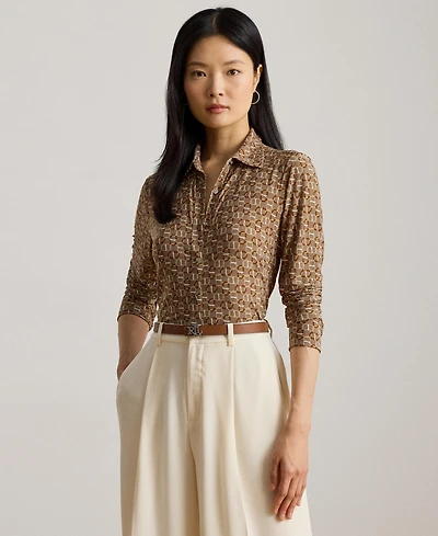 Lauren Ralph Women's Slim-Fit Geo-Print Jersey Shirt