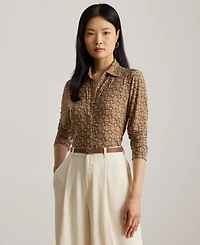 Lauren Ralph Women's Slim-Fit Geo-Print Jersey Shirt