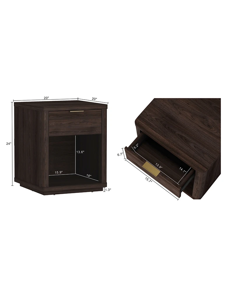Manhattan Comfort Evelyn 20" 1-Drawer Nightstand