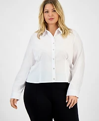 Bar Iii Trendy Plus Collared Button-Front Shirt, Macy's Exclusive