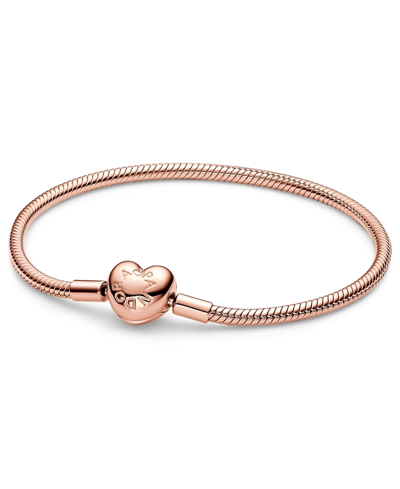 Pandora 14k Gold or Rose-Gold-Plated Barrel Clasp Snake Chain Bracelet