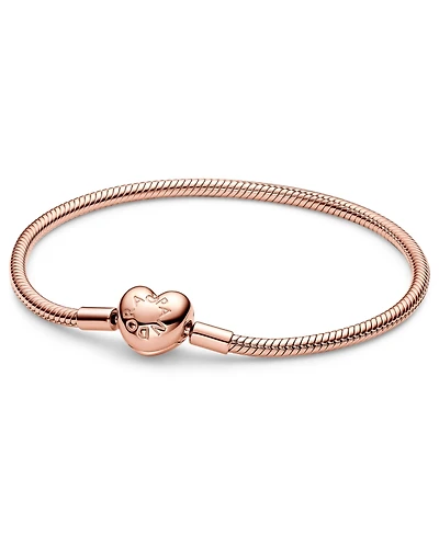 Pandora 14k Gold or Rose-Gold-Plated Barrel Clasp Snake Chain Bracelet