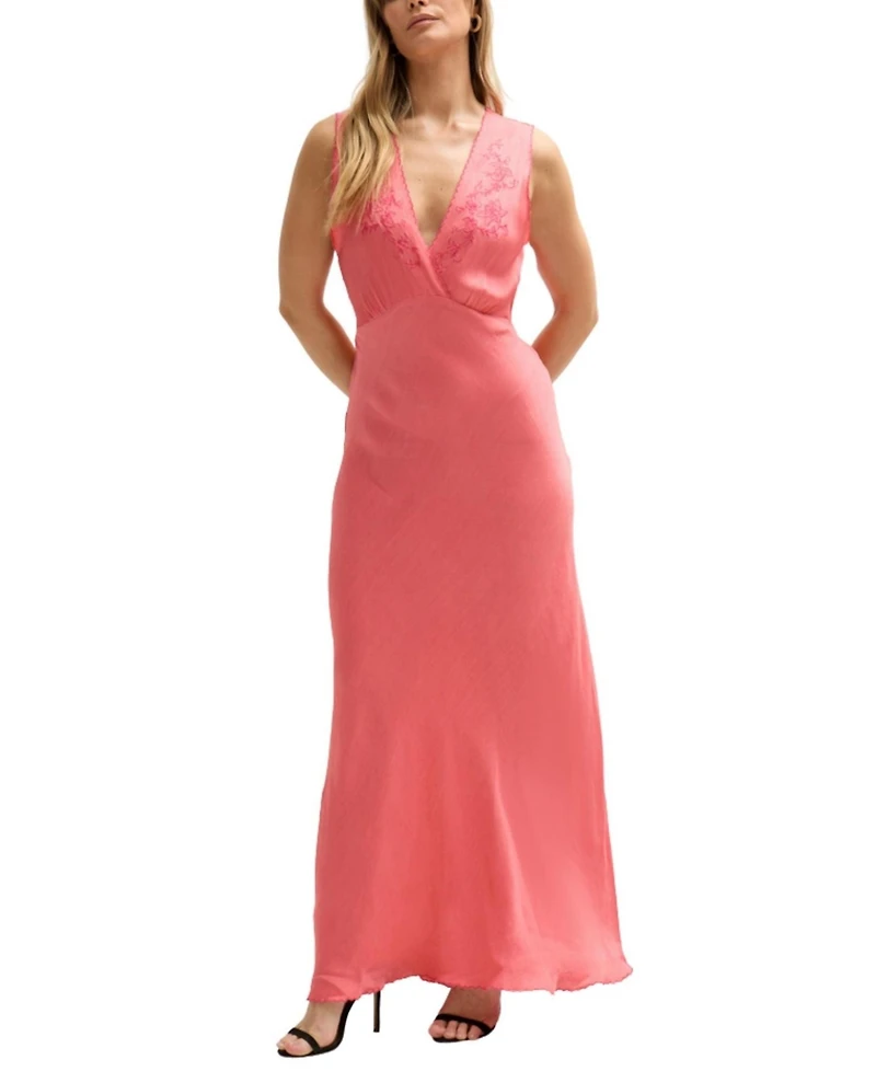 Lily and Lionel London Women's Pandora Bias Cut Sleeveless Embroidered Maxi Dress