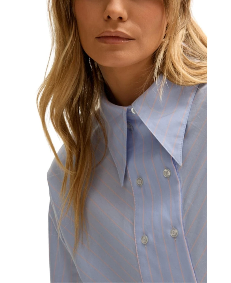 Lily and Lionel London Women's Dapper Double Placket Stripe Shirt