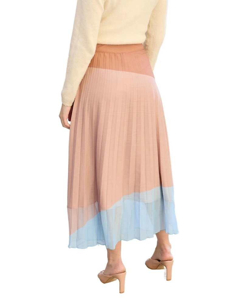 Lily and Lionel London Women's Ladbarn Color Block Pleated Maxi Skirt