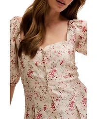 Lily and Lionel London Women's India Button Front Wishing Well Print Mini Dress