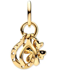 Pandora 14k Gold Clover, Wishbone and Horseshoe Cubic Zirconia Dangle Charm