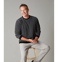LuxLined Men's Itch-Free Merino Wool Striped Crewneck Sweater with Soft Inner Lining