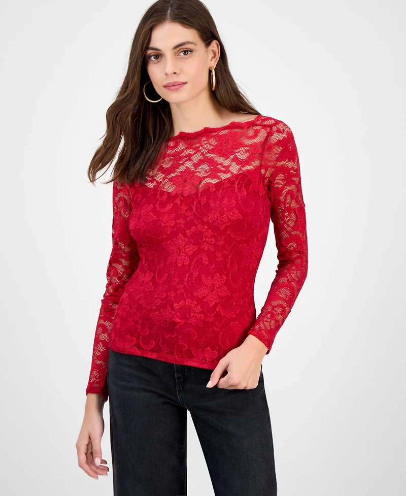 Guess Women's Nataliya Long-Sleeve Lace Top