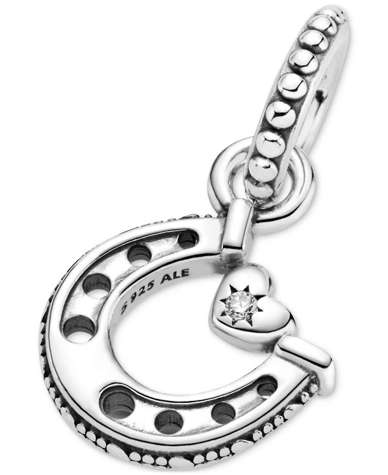 Pandora Cubic Zirconia Horseshoe & Heart Dangle Charm