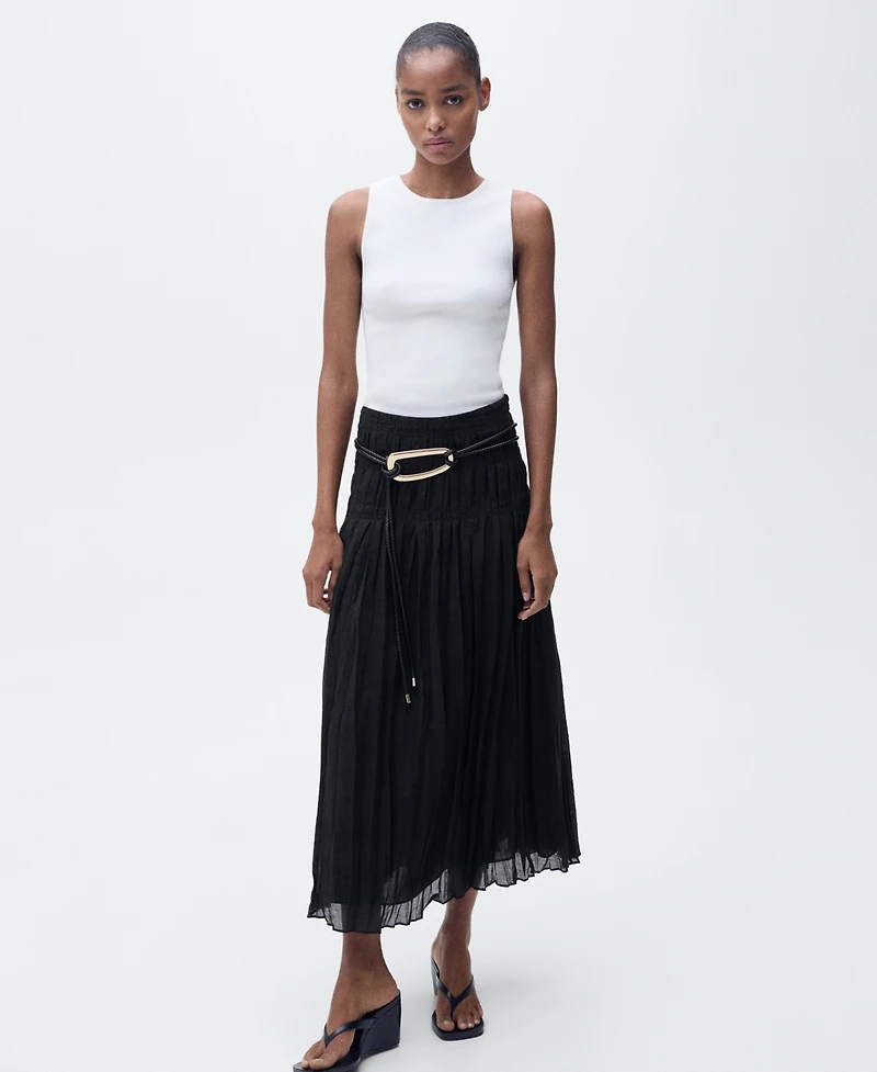 Mango Women's Gathered Midi Skirt