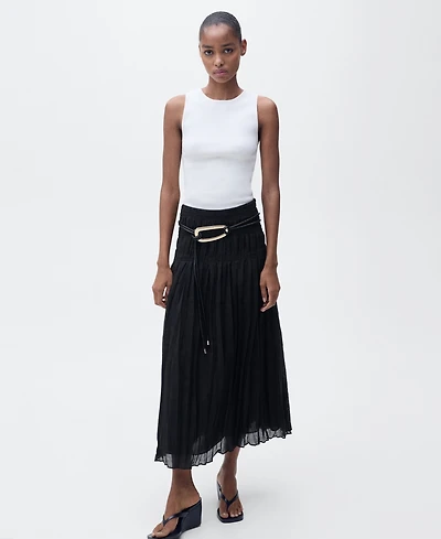 Mango Women's Gathered Midi Skirt