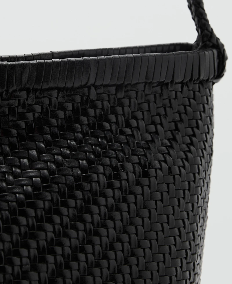 Mango Women's Braided Leather Shoulder Bag