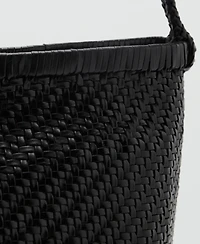 Mango Women's Braided Leather Shoulder Bag