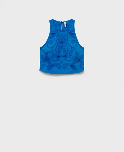 Mango Women's Embroidered Cotton Top