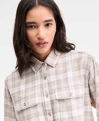 Lucky Brand Women's Plaid Cotton Flannel Button-Front Shirt