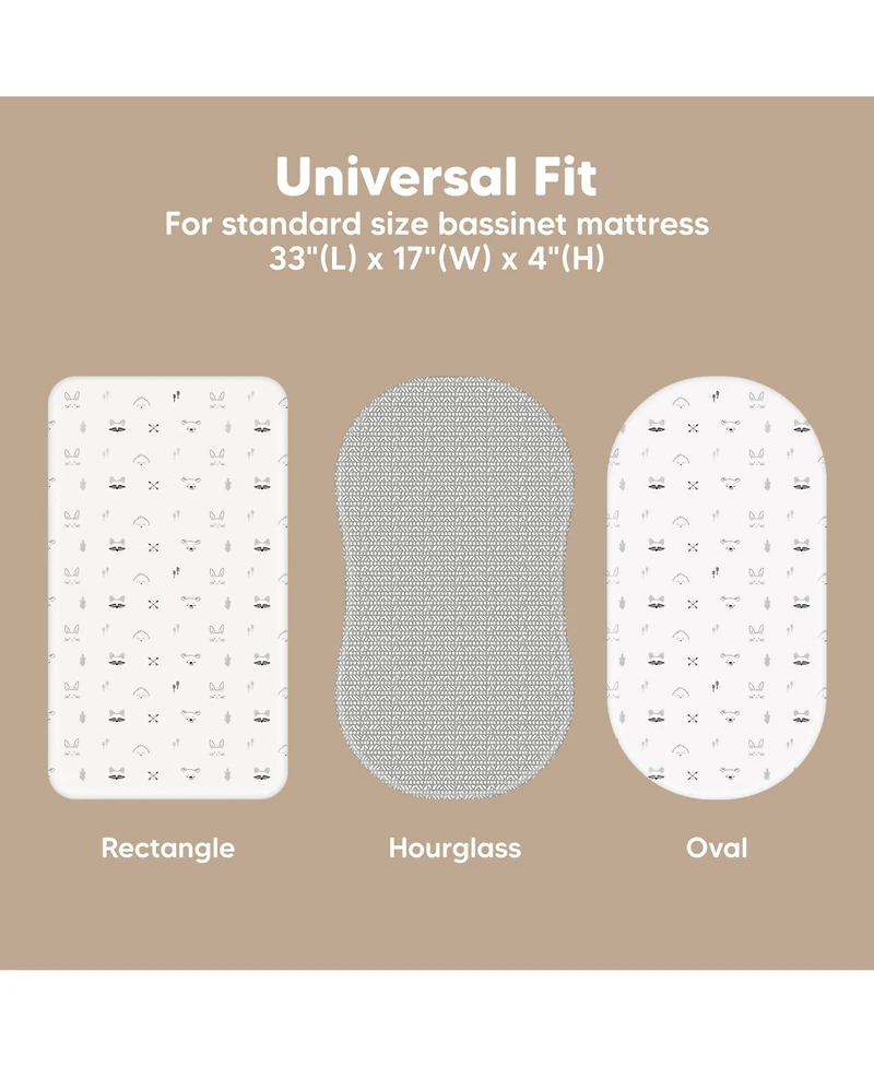 KeaBabies Bassinet Sheet for Baby Girls, Boys, 2-Pack Isla Fitted Bassinet Sheets, Bassinet Mattress Sheets