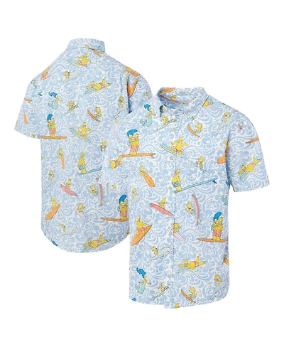 Reyn Spooner Men's Light Blue The Simpsons Cowabunga Tailored Button-Down Shirt