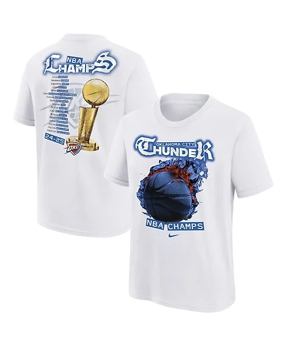 Nike Big Boys and Girls White Oklahoma City Thunder 2025 Nba Finals Champions Parade Roster T-Shirt